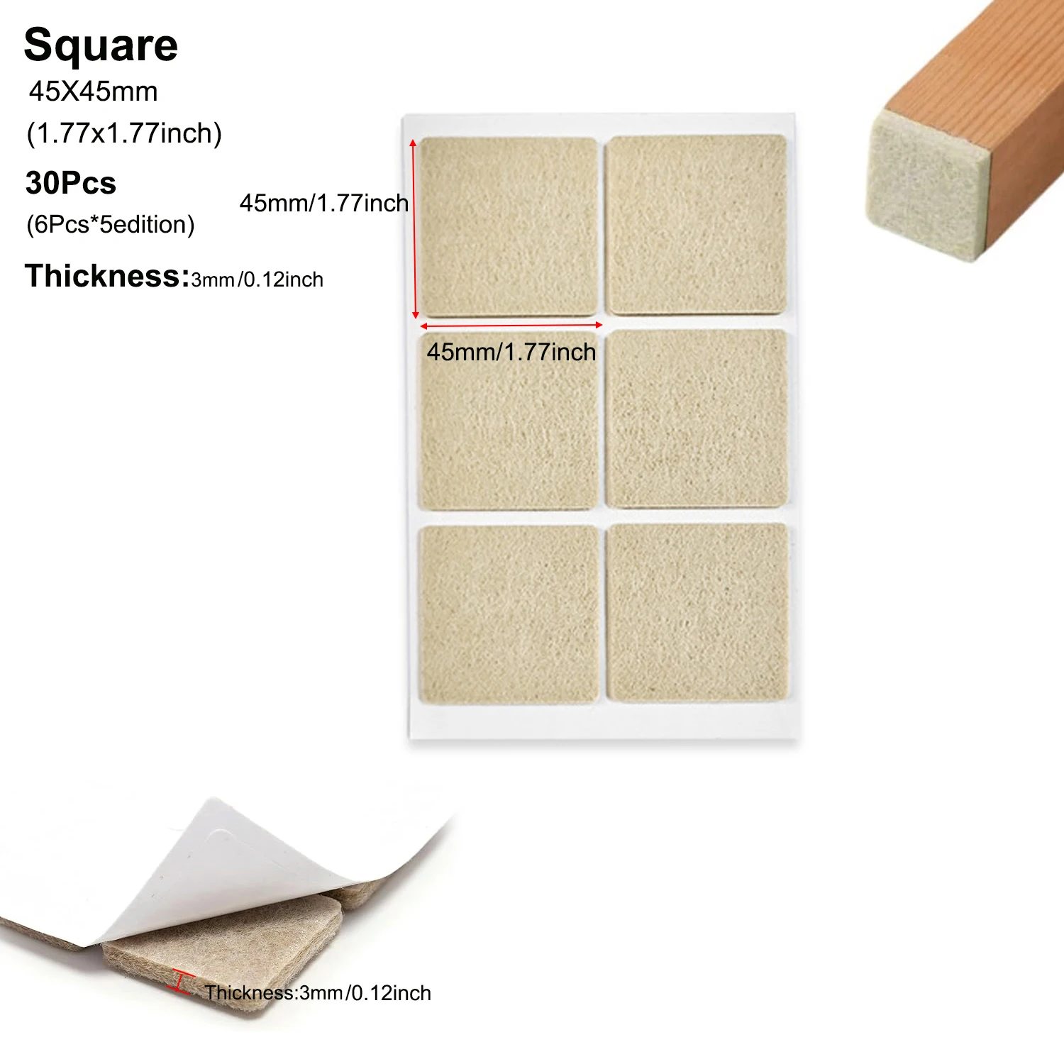 Furniture Floor Protector Felt Pads – Self-Adhesive, Anti-Slip, Noise-Reducing Chair/Table Leg Cushions