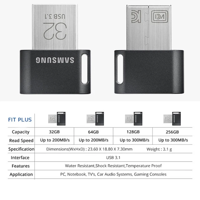 Samsung USB 3.1 Usb Flash Drive Pendrive 256gb 128gb 400MB/s Flash 32gb 64gb Metal Mini Flash Memoria Stick Fit Plus(usb3.1) - AliExpress