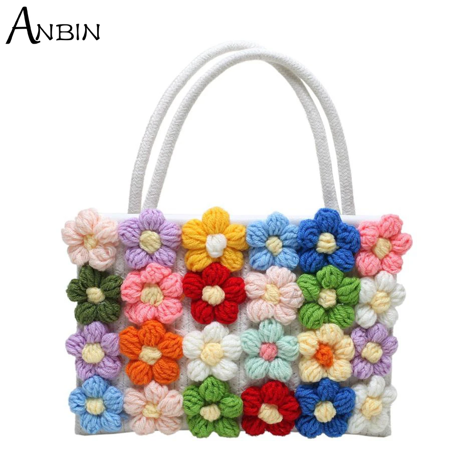 Fashion Shoulder Bag Flowers Design Holiday Knitting Woolen Woven Messenger  Tote Crochet Straw Travel Crossbody Bags For Women - Shoulder Bags -  AliExpress