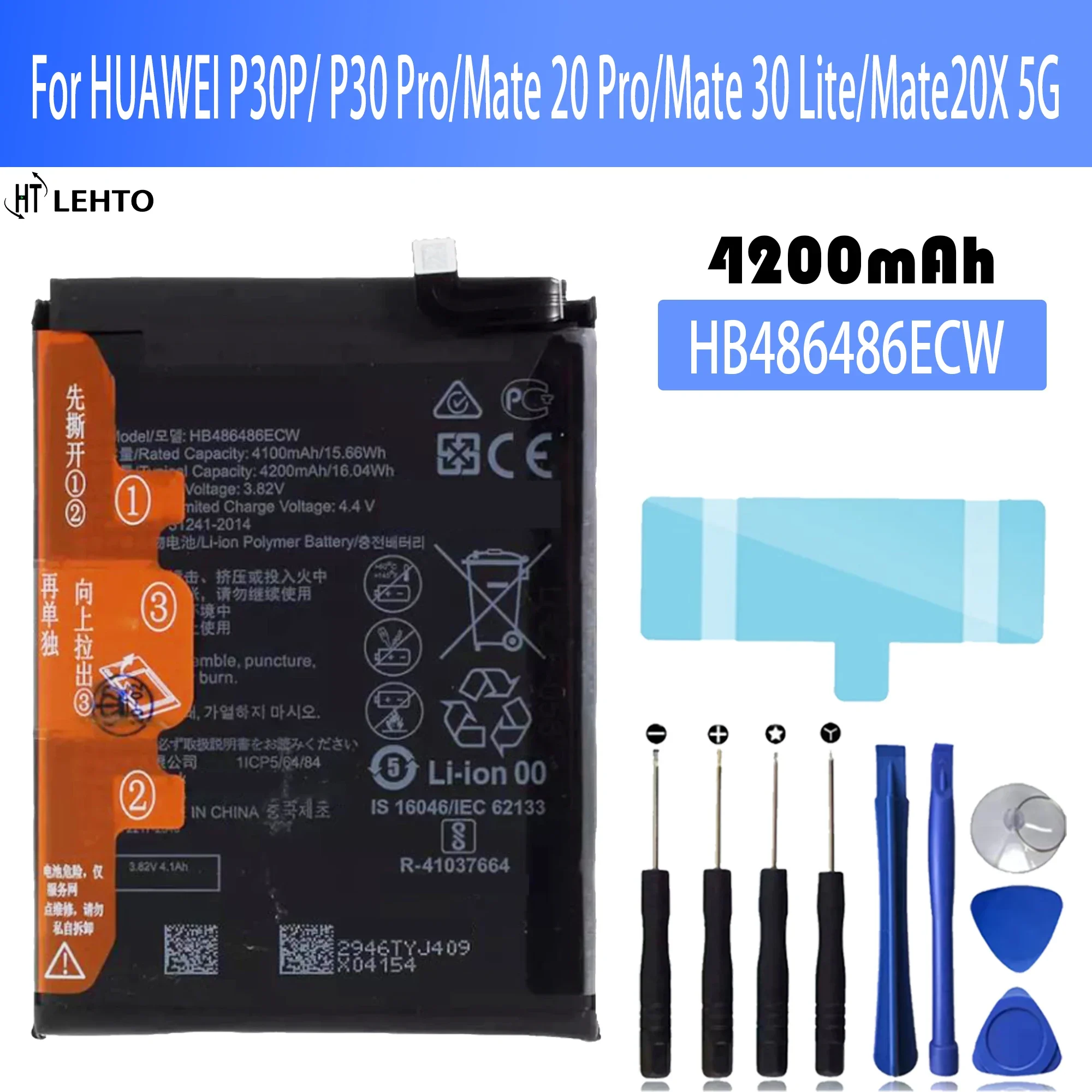 

100% Original High Quality 4200mAh HB486486ECW Mobile Phone Battery For Huawei P30 Pro Mate20 Pro Mate 20 Pro Batteries