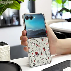 Funda para teléfono plegable de PC dura con diseño de copos de nieve navideños de invierno