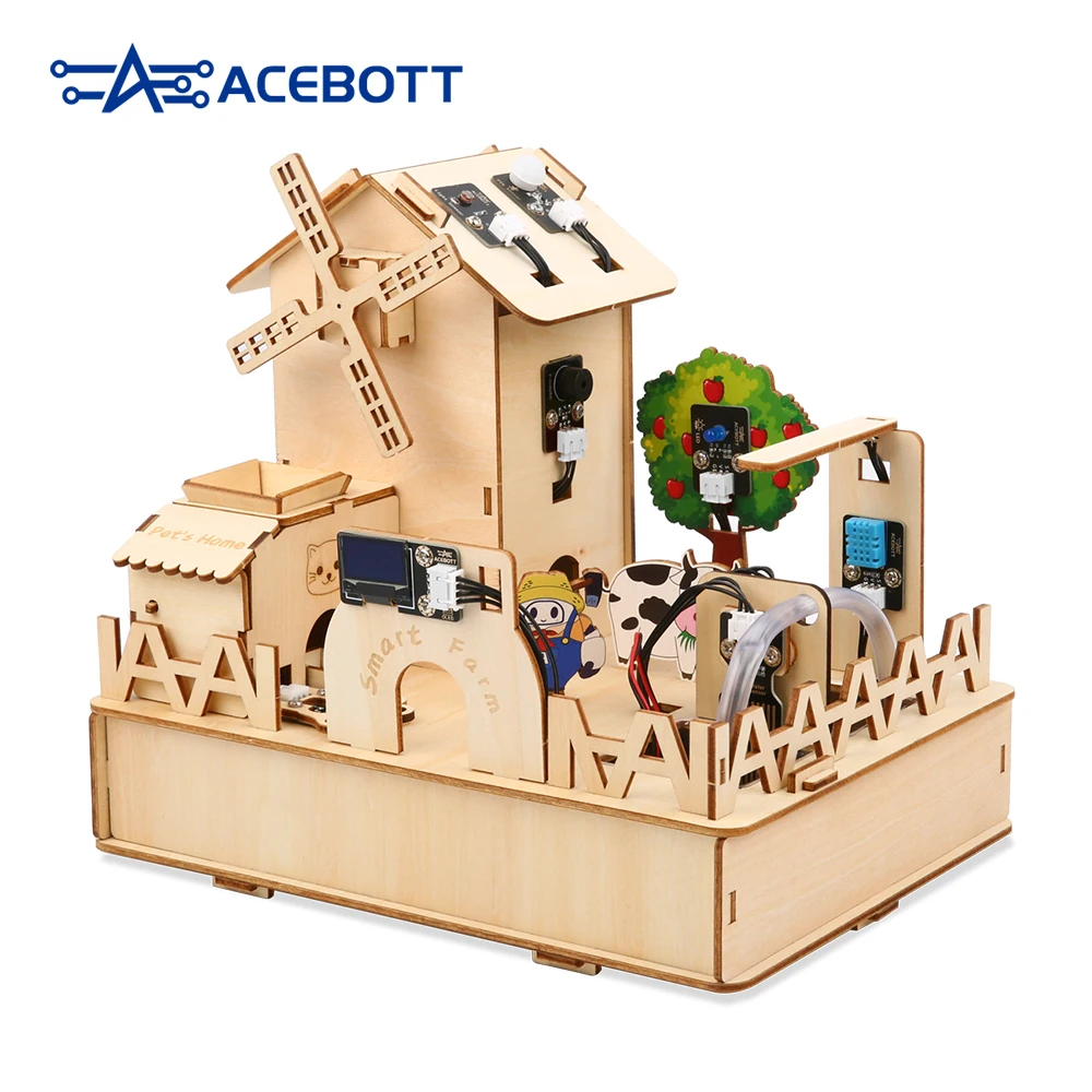 ACEBOTT 아두이노용 스마트 팜 스타터 키트, ESP32 IOT 프로젝트, 목조 주택 스템