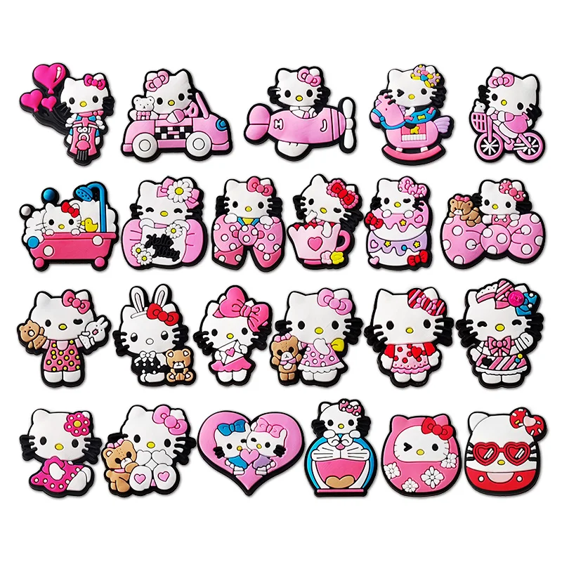 

Single sale 1pcs Sanrio Cute Hello Kitty Shoe Charms PVC Accessories DIY Shoe Decoration For Croc JIBZ Kids X-mas Gifts