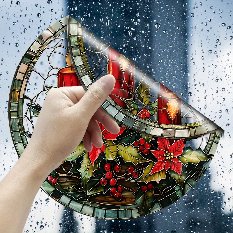 Festive Christmas Static Cling Window Sticker - Waterproof Vinyl Decal