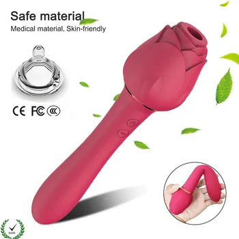 2 in 1 Rose Sucking Vibrator Sex Toys Female Clit Sucker Vacuum Clitoris Stimulator Powerful Dildo Vibrators For Women 15 Modes 3