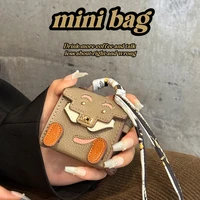 Mini petit sac à main en cuir PU, sac pendentif de décoration pour Airpods 4 3 2 Pro 2 pour Galaxy Buds 3 3Pro 2 2Pro/Buds FE, étui pour écouteurs 3