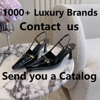 Luxury Pointed Sandals Burgundy Designer Patent Crisscross Straps Metal Decor Slim Heel Open-Back Fairy Sandals 1