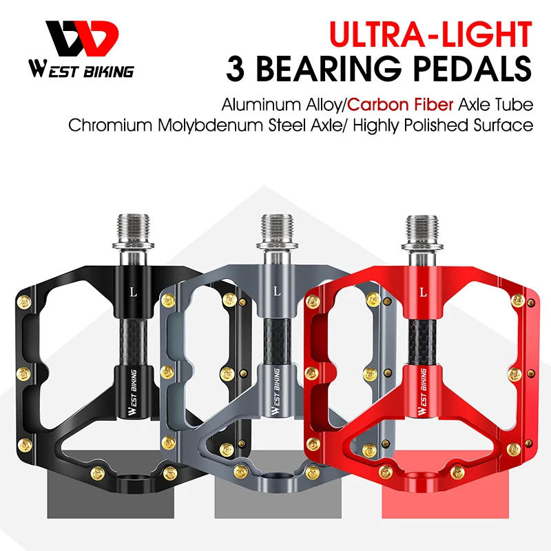 

WEST BIKING 3 Bearings BMX Bike Pedal Carbon Axle MTB Bicycle Pedals Ultralight Non-slip Cleat Cycling Pedal Bike Accessories