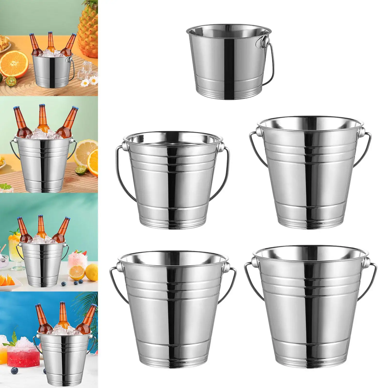 Ice Bucket Heavy Duty French Fries Container Metal Ice Pail for Home Restaurant Summer Vacation Buffet Outdoor Activities