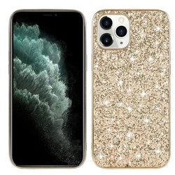 Luxury Bling Glitter Sequins Solid Color Plating Shockproof Bumper Case - iPhone XS Max (Gold)