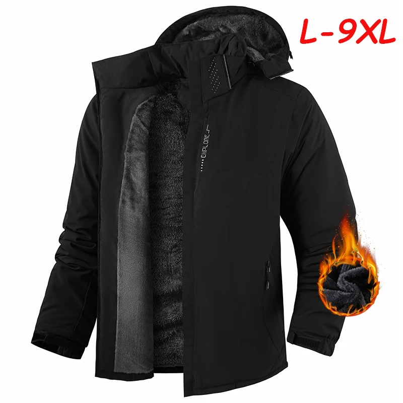 Plus 9XL Männer Winter Neue Fleece Jacke Männer Warme Dicke Winddicht Jacke Mantel Männer Mit Kapuze Wasserdichte Parka Abnehmbare Hut Mantel Männlich – Detail 5
