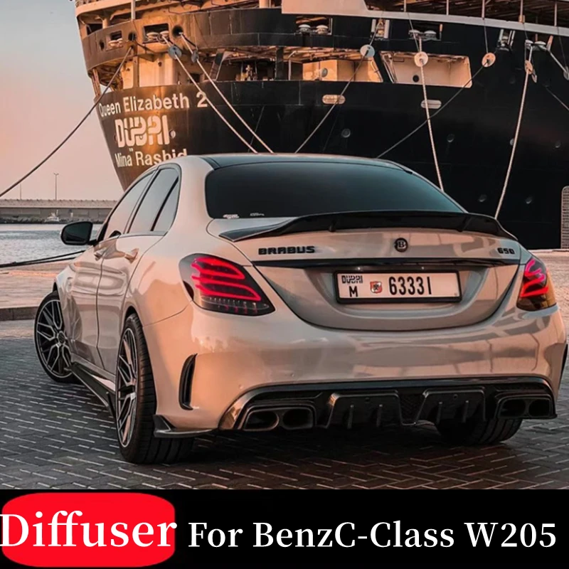 

For 2015-2022 Mercedes Benz C-Class W205 C63 C43 180 Carbon Fibe Rear Bumper Diffuser Splitter Chin Spoiler Bodykit Exhaust Pipe