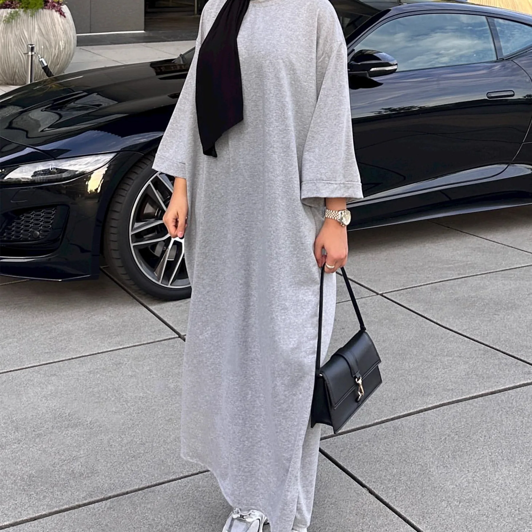 Sporty Abaya Sweatshirt Muslim Long Dress Loose Casual Hoodie Abayas for Women Dubai Daily Wear Turkey Islamic Clothing Kaftan