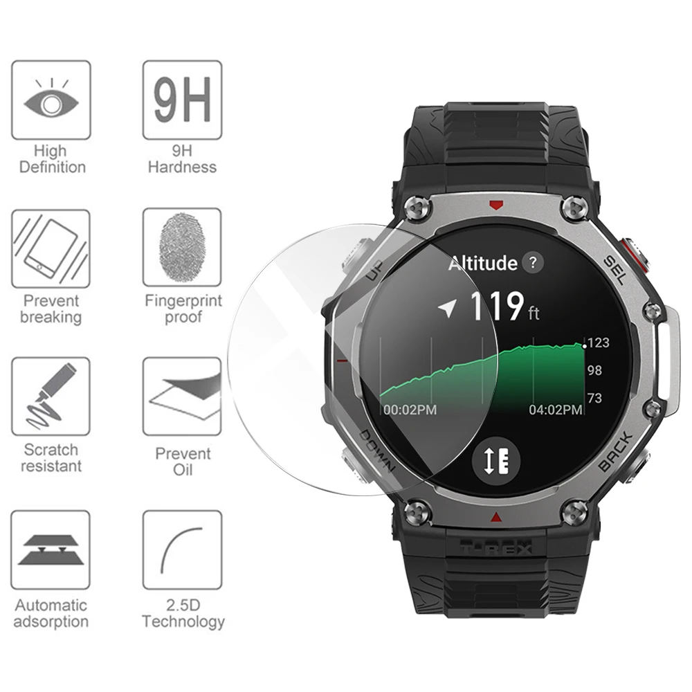 Amazfit Trex 3 Protections écran Verre Trempé Diruite Pour Amazfit T-Rex 3 - Lot De 4, Anti-rayures 9H T Rex 3