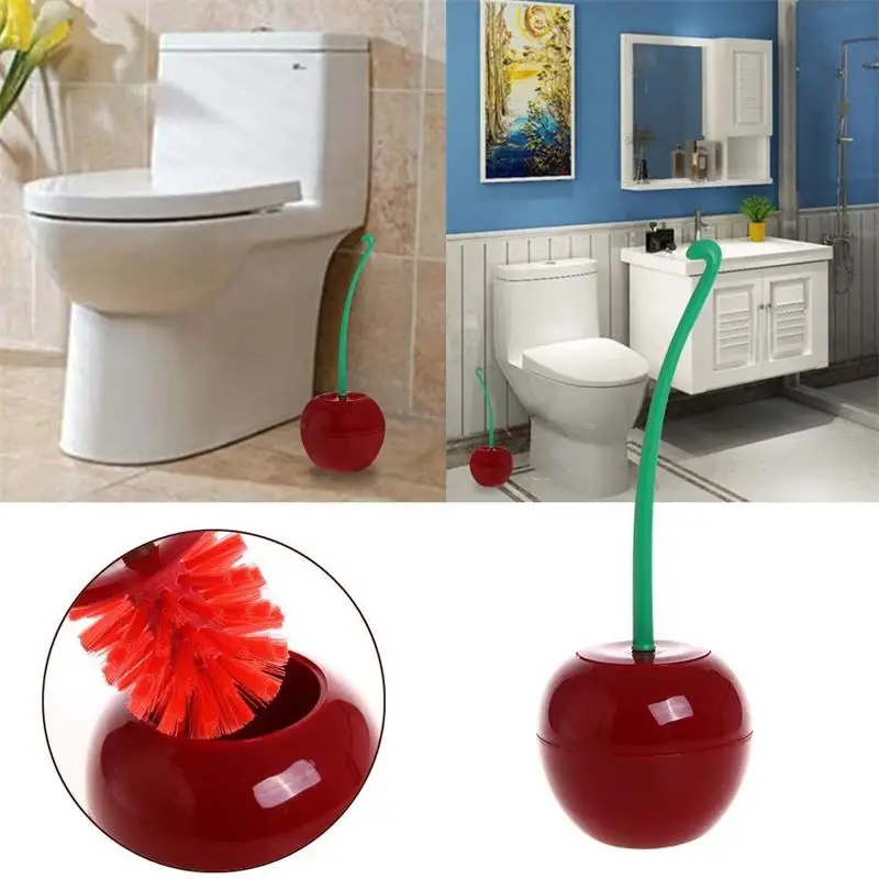 

Cherry Shape Lavatory Brush Creative Lovely Toilet Brush & Holder Set Red Toilet Brush Toilet Holder Bathroom Accessories