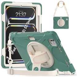 Shockproof Kickstand Cover with Shoulder Strap for 10.2 7th 8th 9th Gen (Emerald Green)