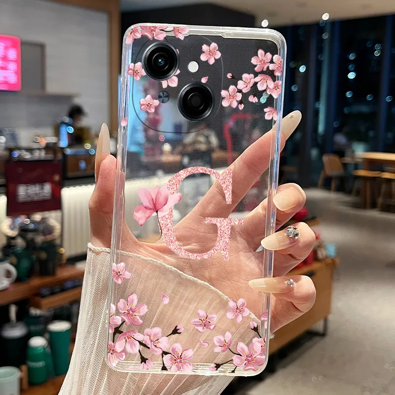Floral Transparent Slim Silicone Phone Case - Fashionable Soft Bumper Cover