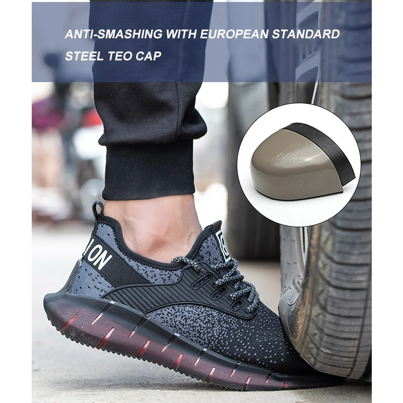 Naalddichte Mannen Werkschoenen Stalen Neus Licht Anti-Smashing Veiligheid Schoenen Voor Man Ademend Werken Sneakers mannen Veiligheid Laarzen