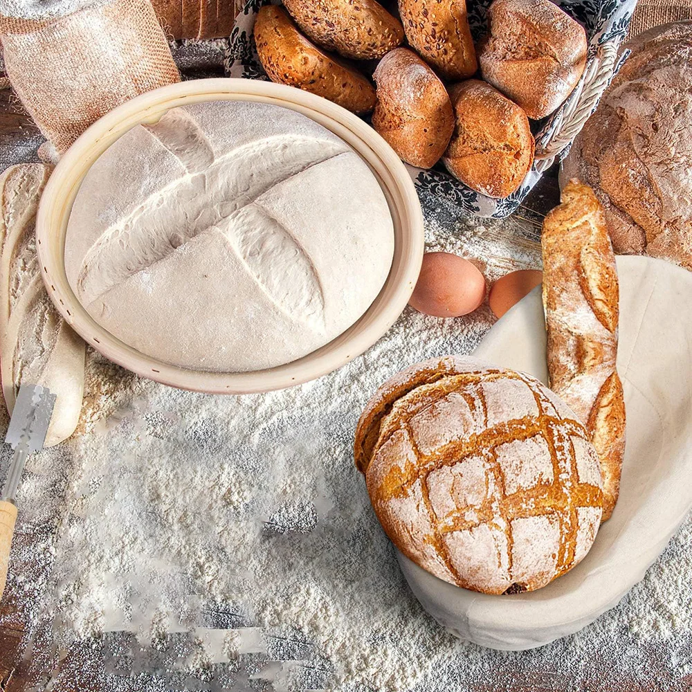 Bread Banneton Proofing Basket Natural Rattan Wicker Oval Round Dough Sourdough Baskets Cane Baking Fermentation 5/8pcs