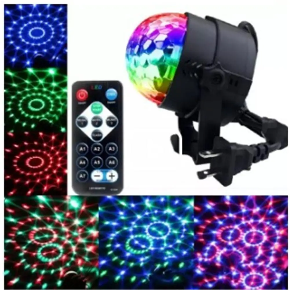 7 Color LED DJ Stage Lights RGB Sound Activated Rotating Disco Party Magic Ball Projector Lamp Home Car Atmosphere Christmas