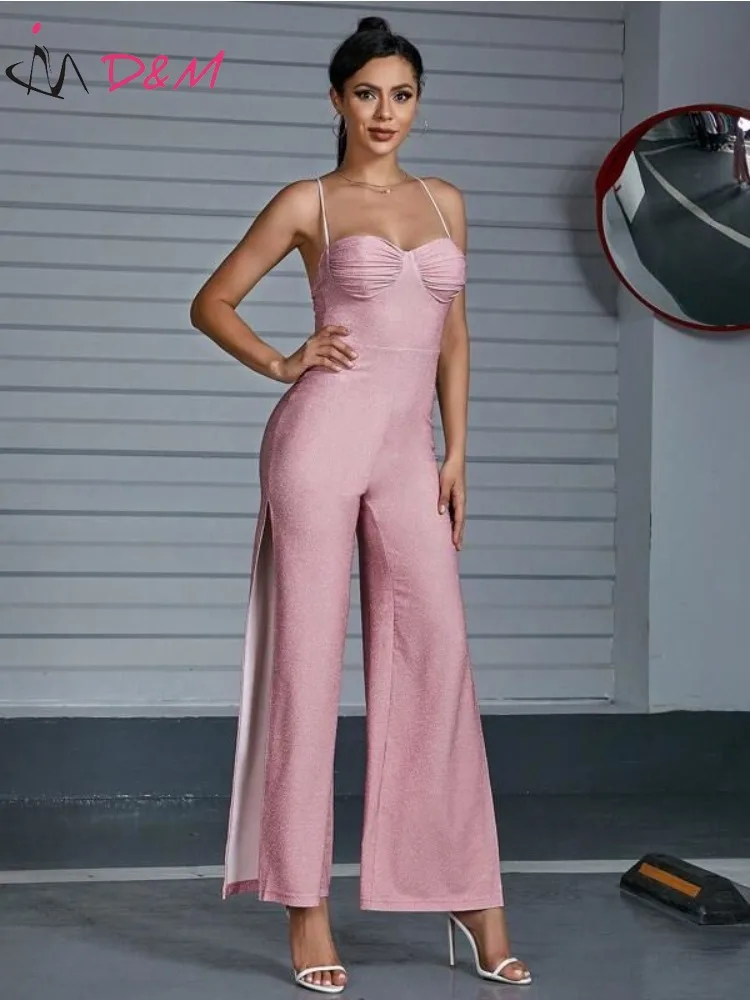 D&M Ruched Bust Glitter Cami Jumpsuit