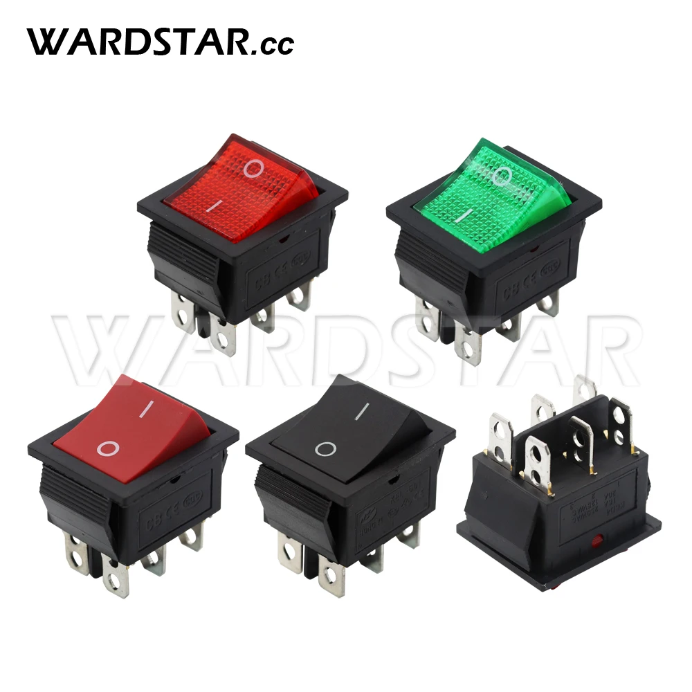 Interruptor Basculante KCD4 De Encendido/Apagado/Encendido, 16A 250VAC/20A 125VAC, 3 Posiciones, 6 Pines, Interruptor Basculante T85/55 Con Luz LED