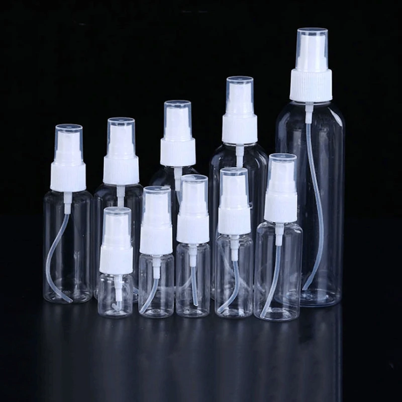 10ml-500ml Small Spray Bottle Cosmetic Perfume Dispenser Storage Jar Travel Portable Soap Bottle Transparent Plastic Bottles