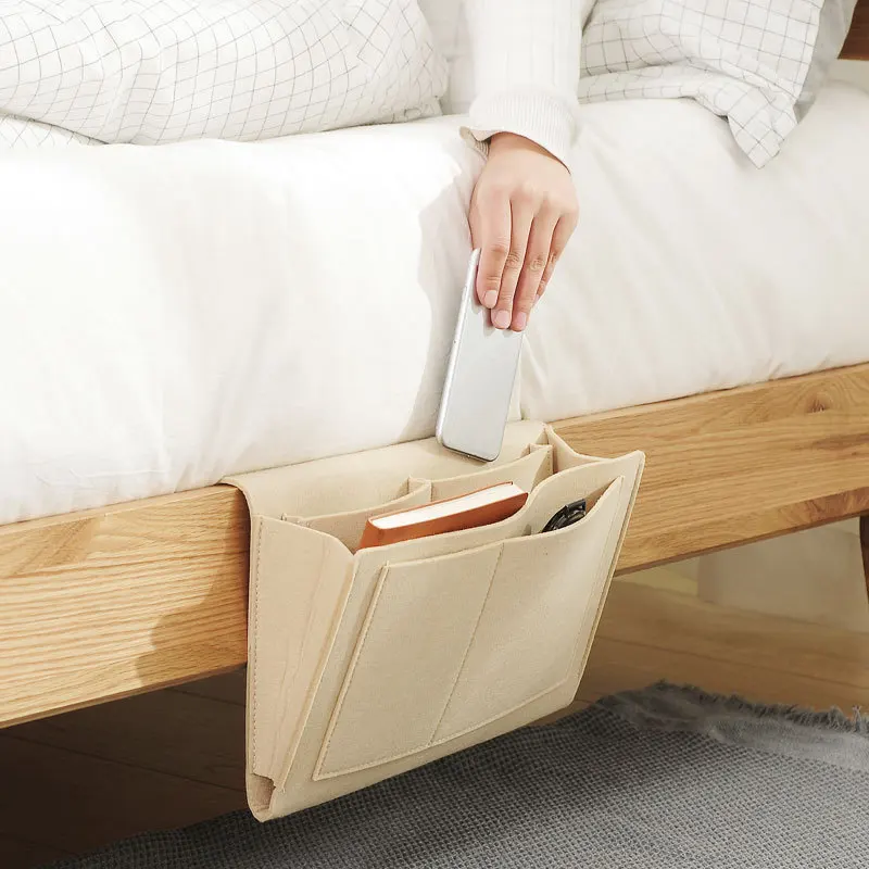 Felt Bedside Storage Organizer Anti-slip Bedside Bag Bed Sofa Side Hanging Couch Storage Remote Control Bed Holder Pockets