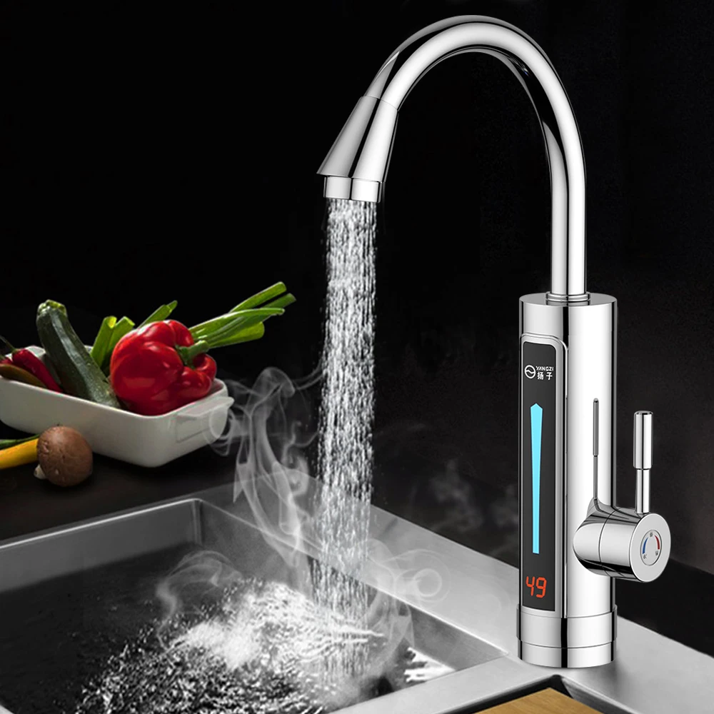 LED Electric Continuous Heater Faucet 360° Immediately Warm Kitchen Faucet 3300W