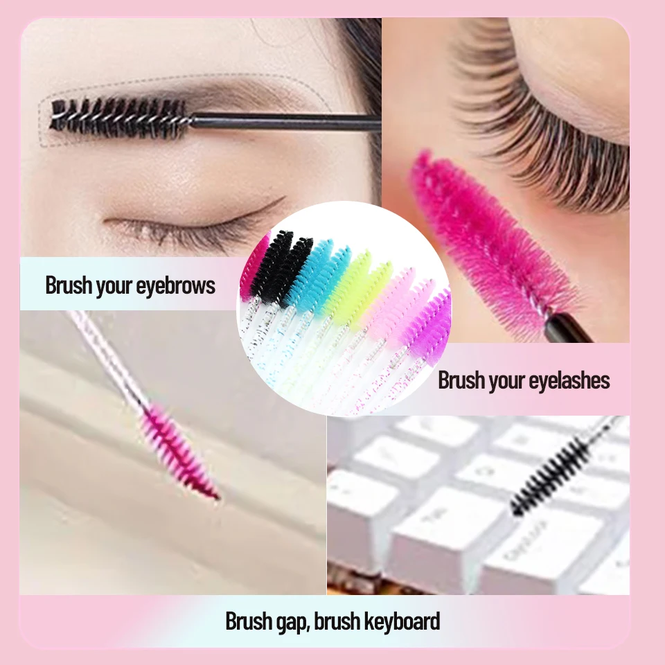 Crystal Eyelash Brush 50 Pcs Boxed Makeup Brushes Disposable Mascara Wands Applicator Eyebrow Spoolies for Eye Lash Extension