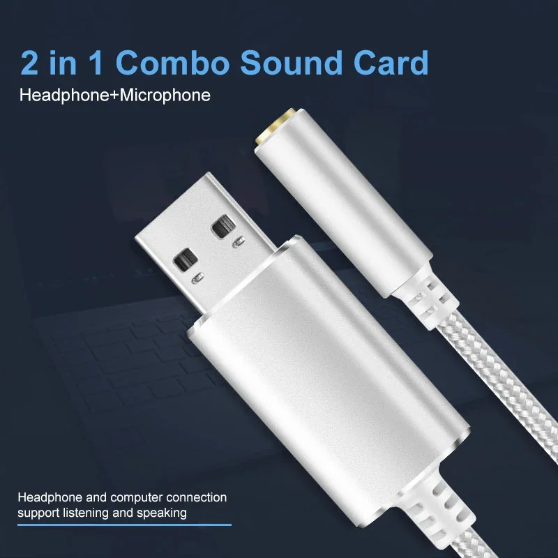 USB Zu 3,5 Mm KopfhöReranschluss Audioadapter, Externe Stereo Soundkarte für PV6