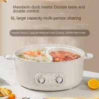 220V 6L Non-stick 2 Flavor Electric Hot Pot Multi Cooker Household Electric Food Cooking Pot Machine 1