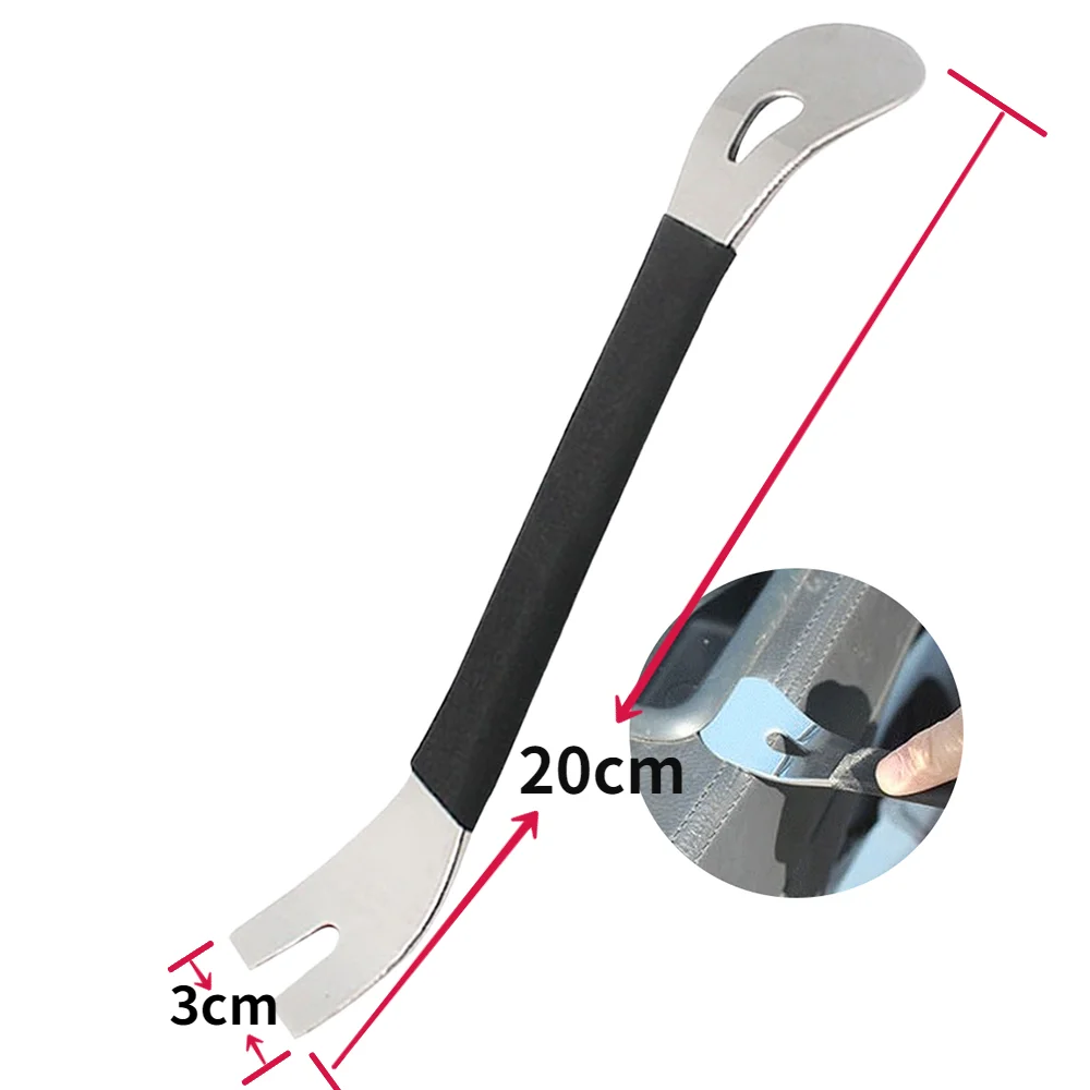 Auto Stainless Steel Trim Removal Tool Car Trim Puller Pry Bar Dual Ends Pry Tool for Door Panel Audio Terminal Fastener Remover