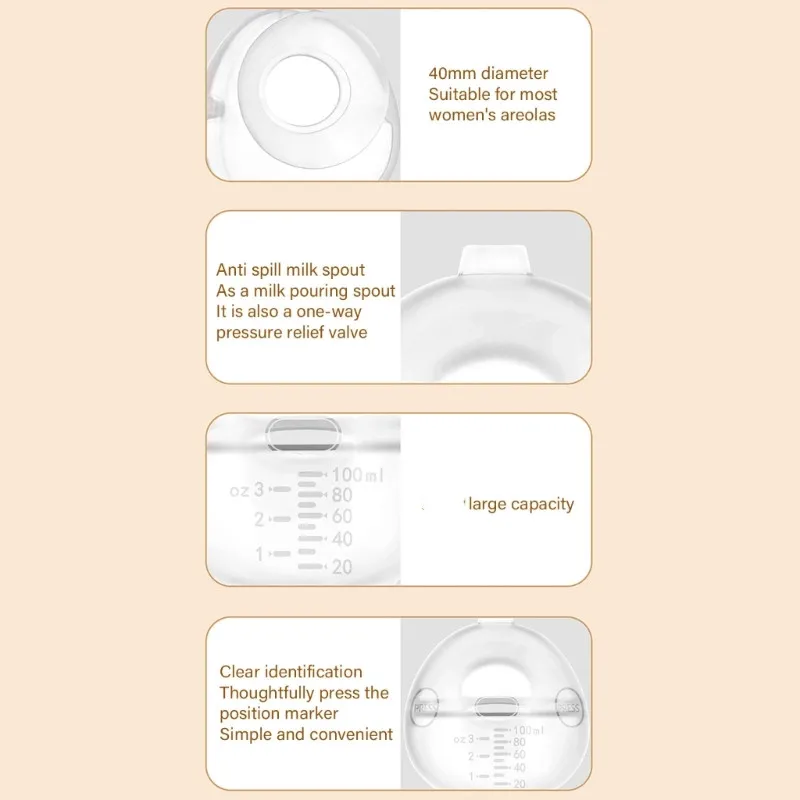 BPA Free Silicone Breast Milk Collector 100ml Portable Wearable Milk Storage Bag Leak-proof Manual Breast Pump Collector