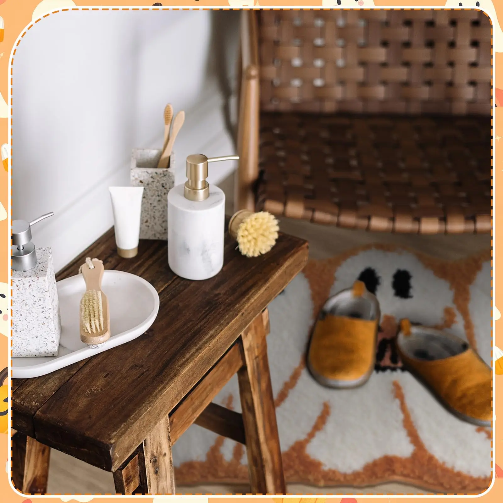Vikama Fall Pumpkin Bathroom Rug Thanksgiving Day Door Mat Funny Pumpkin Shape Non Slip Washable Bath Mat Home Entrance Decor 5