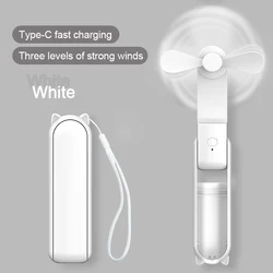 Compact Rechargeable High - Power Portable Fan with Foldable Design (White)