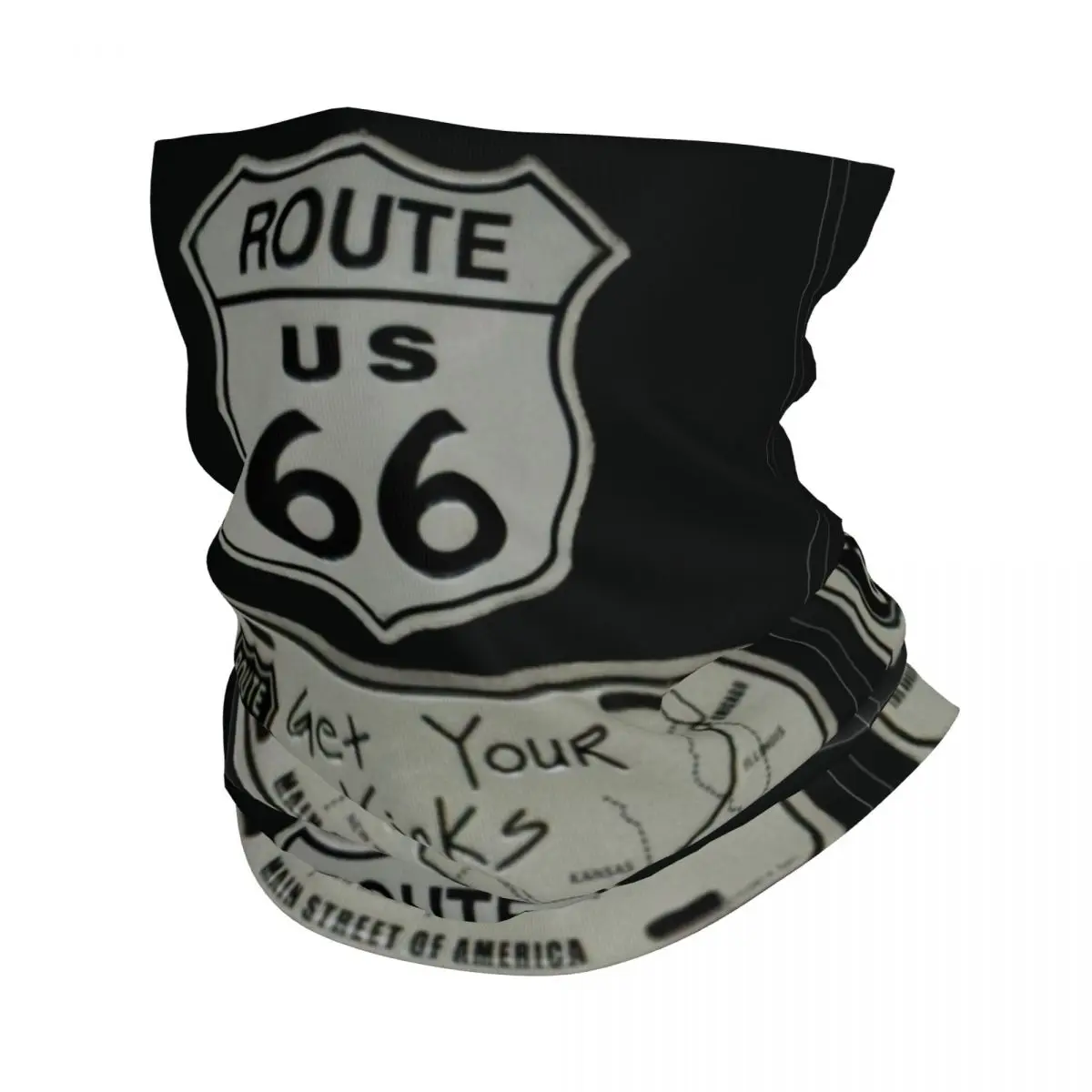 

Route 66 Mother Road American Classic Retro Oldschool Bandana Neck Gaiter Wrap Scarf Multi-use Balaclava Hiking for Men Women