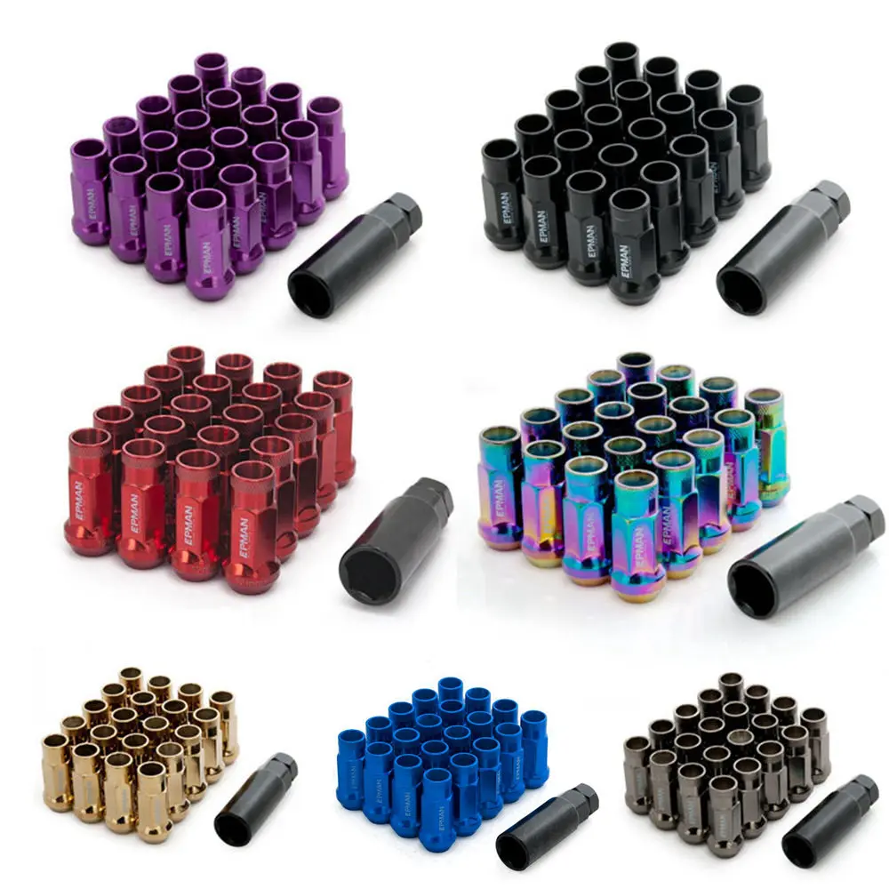 Wheel Lug Bolts 20PCS M12X1.25 Or M12X1.5 JDM V48 Auto Steel Acorn Rim Extended Open End Wheel Racing Lug Nuts With One Key EPNUTV48