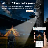 WONSDAR – caméra PTZ solaire sans fil, 2 pièces, batterie intégrée, caméra de surveillance vidéo extérieure, longue durée de veille, iCSee 5