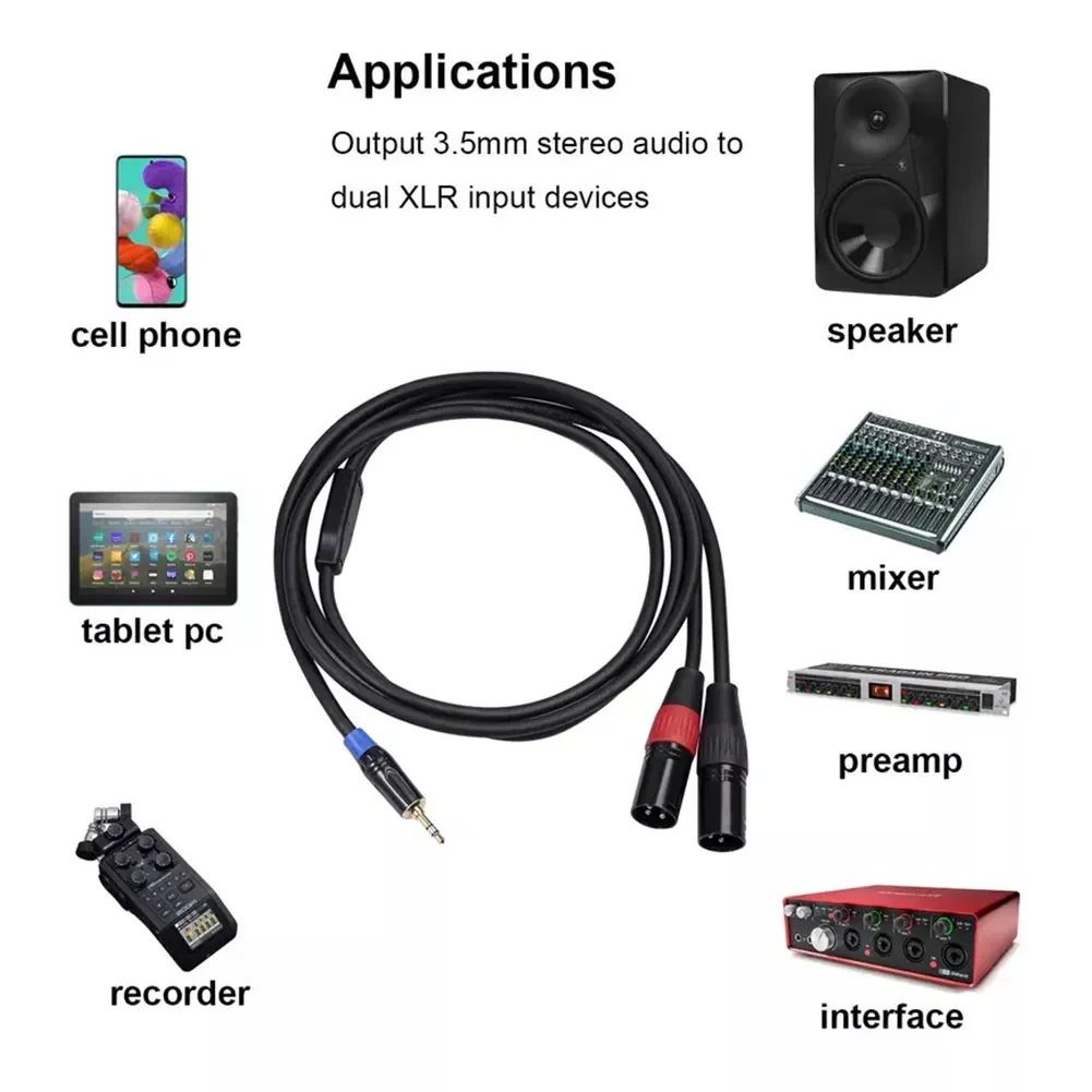 3.5mm ׷  1-2 - XLR  OFC Aux  ̺   1.8m/3m/5m  ,  