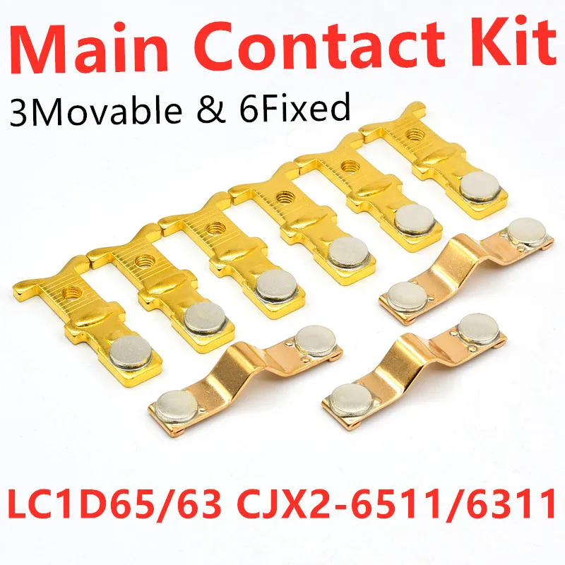 Kit de Contato Principal para ac Contator Lc1d65 Cjx26511 Cjx2s-65 em Movimento e Contatos Fixos Contator Peças Reposição Interruptor Contatos Conjunto