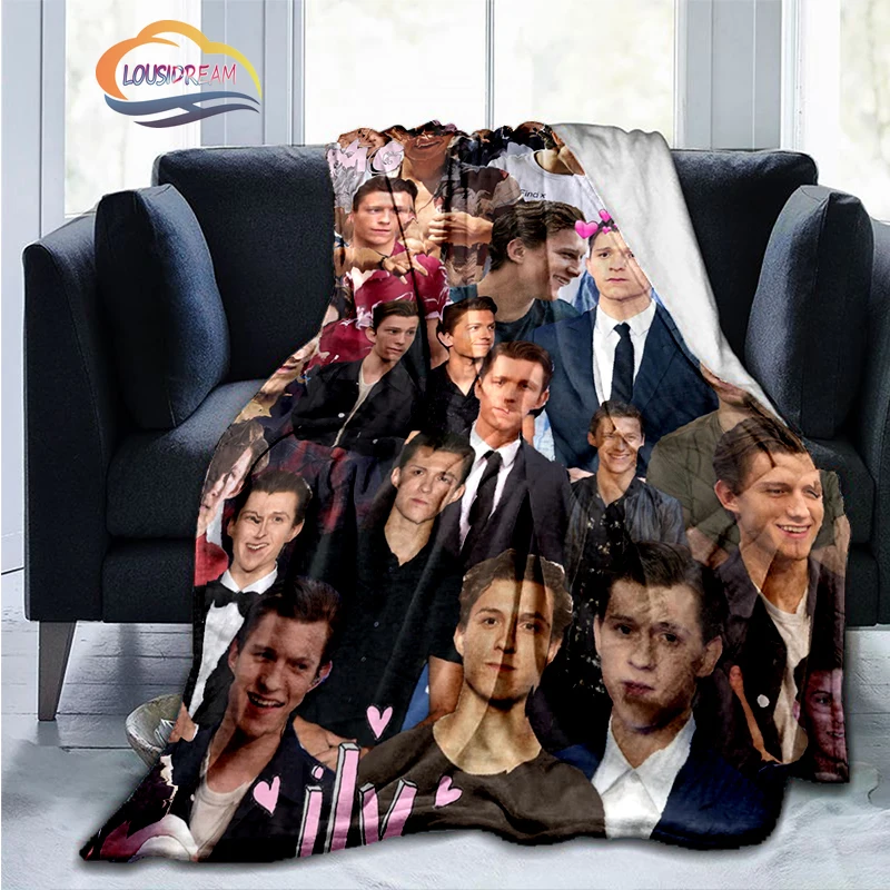 

3D Printing Fashion Tom Holland PIC、COLLAGE Blanket Jindian Film Character Cashmere Portable Flannel Warm travel