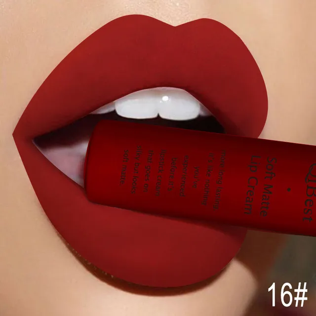 QIBEST Hot Color Matte Velvet Lip Glaze Waterproof Long Lasting Not Easy To Fade Lip Gloss Silky Smooth Lipstick Makeup Lipgloss 5
