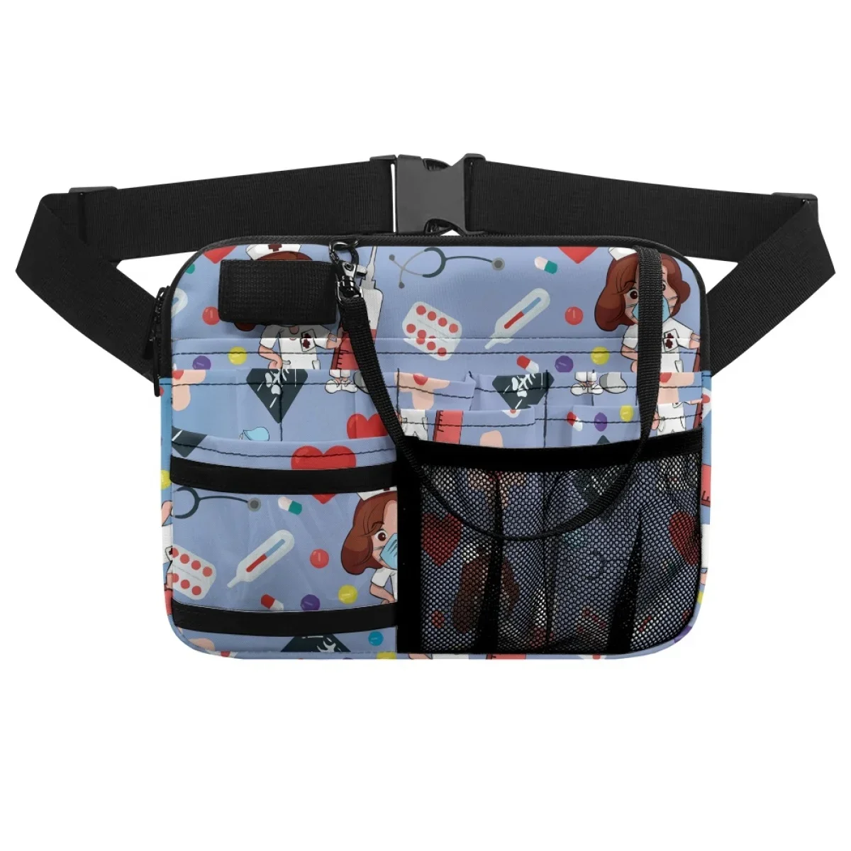 Cartoon Nurse Printed Multi Compartment Utility Hip Bag Case Shoulder Bag All-Match Medical Pack Medical Organizer Pouch Gift
