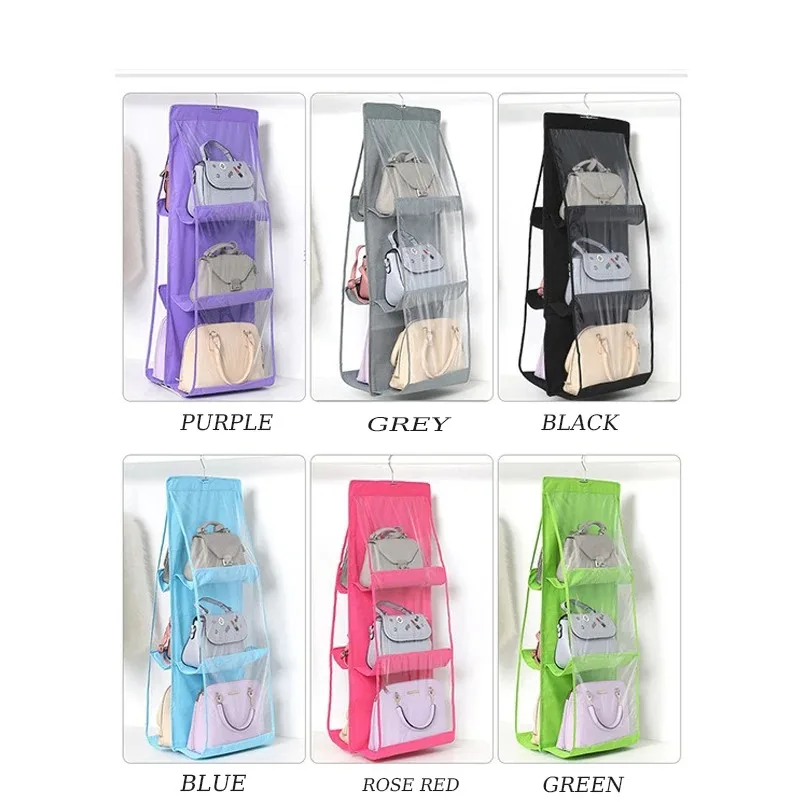 Thickened Double-Sided Multi-Layer Multi Grid Hanging Storage Bag Dust-Proof Non-Woven Fabric Handbag Organizing Bag Storage Bag 6