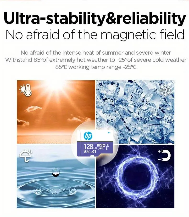 HP 마이크로 SD 카드 메모리 카드 클래스 10, 32GB, 64GB, 128GB, 256GB, U3, 4K, 고속 플래시 메모리 TF 메카드 C10
