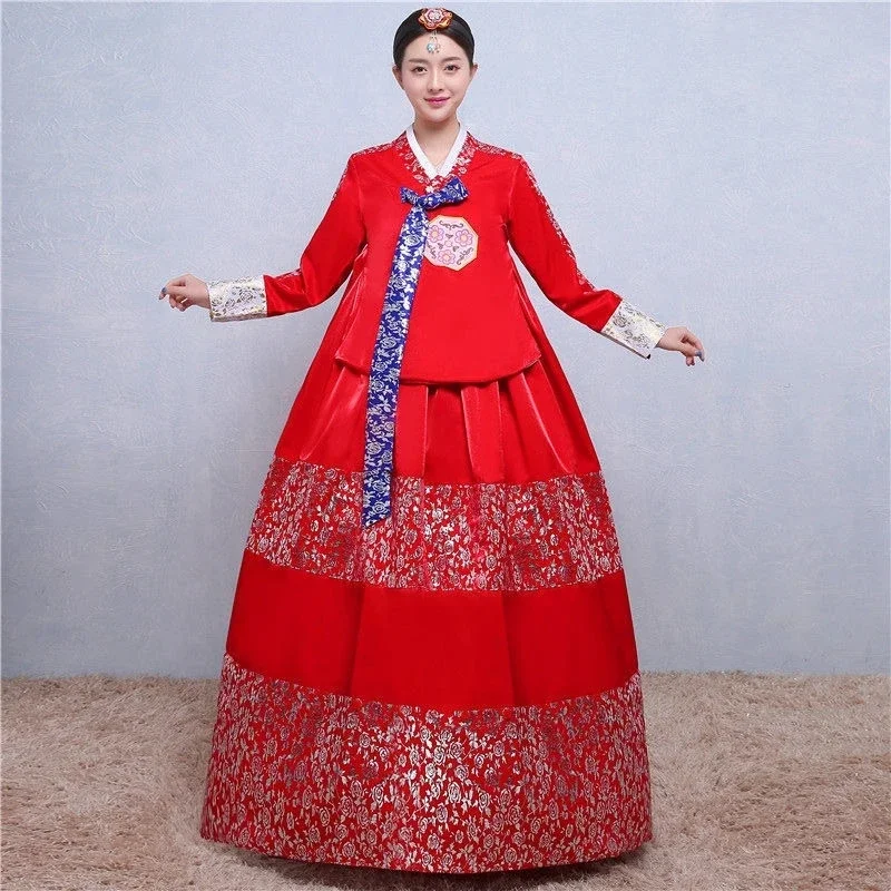 

High-end Hanbok Traditional Wedding Dress Embroidered Flowers Korean Dress Female Korean Court Perform National Dance Costum 한복