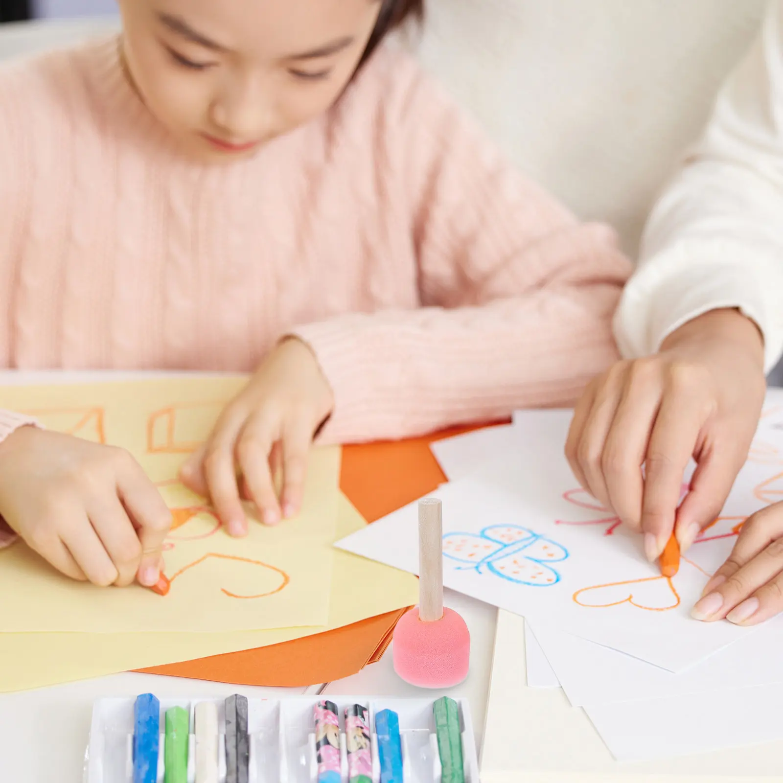 25Pcs 어린이 그림 스폰지 브러쉬 라운드 폼 스텐실 페인트 스폰지 어린이 미술 공예 그리기 도구 재사용 가능한 작은 스폰지
