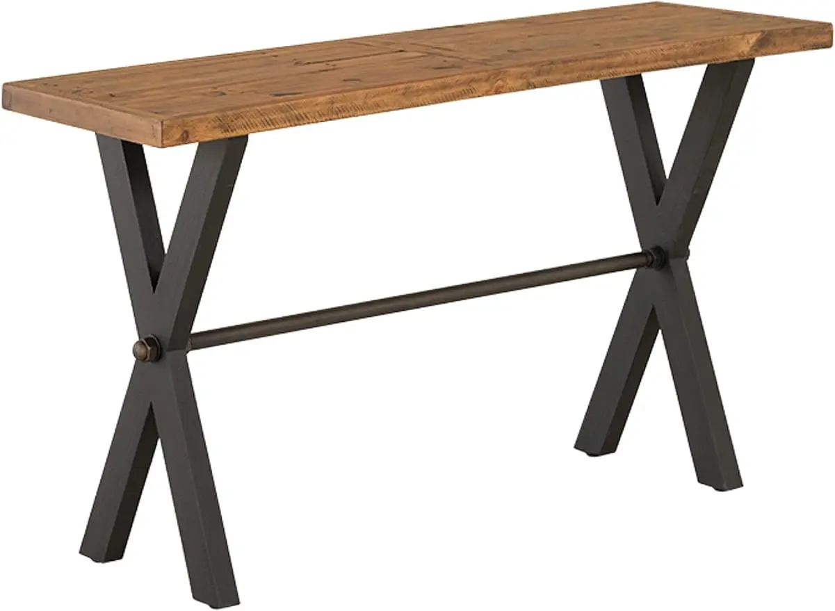 

Cortesi Home Austin Console Table in Solid Reclaimed Black Wood Legs, 55" Wide, Brown