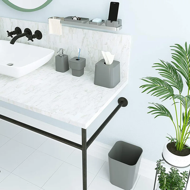 Umbra bathroom toiletries set, soap dispenser, storage tray, soap box, storage bucket, tissue box, rack.